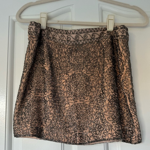 Karina Grimaldi Nude Beaded Mini Skirt - Picture 3 of 10